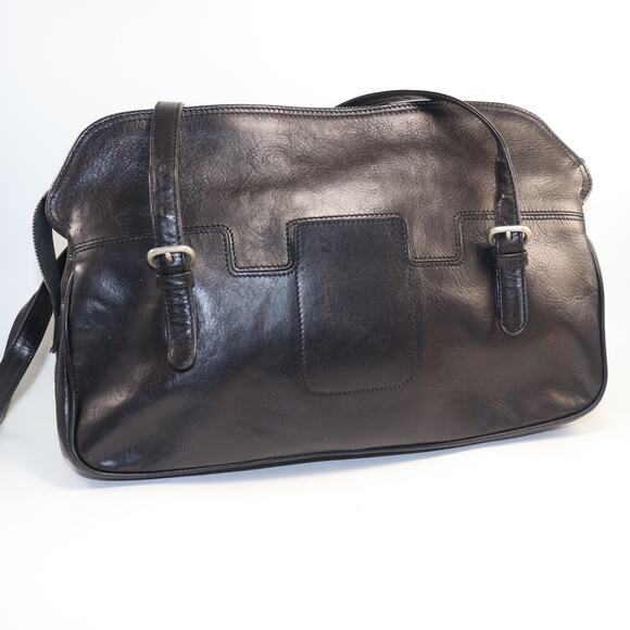 Vintage Johnny Farah Black Leather top Handle/shoulder bag - Picture 2 of 9